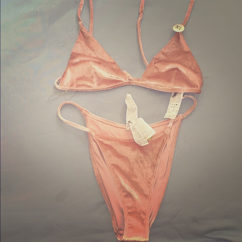 Pink velvet bikini